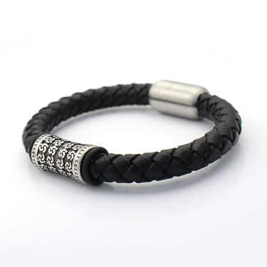 Men's Genuine Leather Braided Tribal Design Leather Bracelet